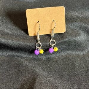 Purple and Yellow Beaded Earrings